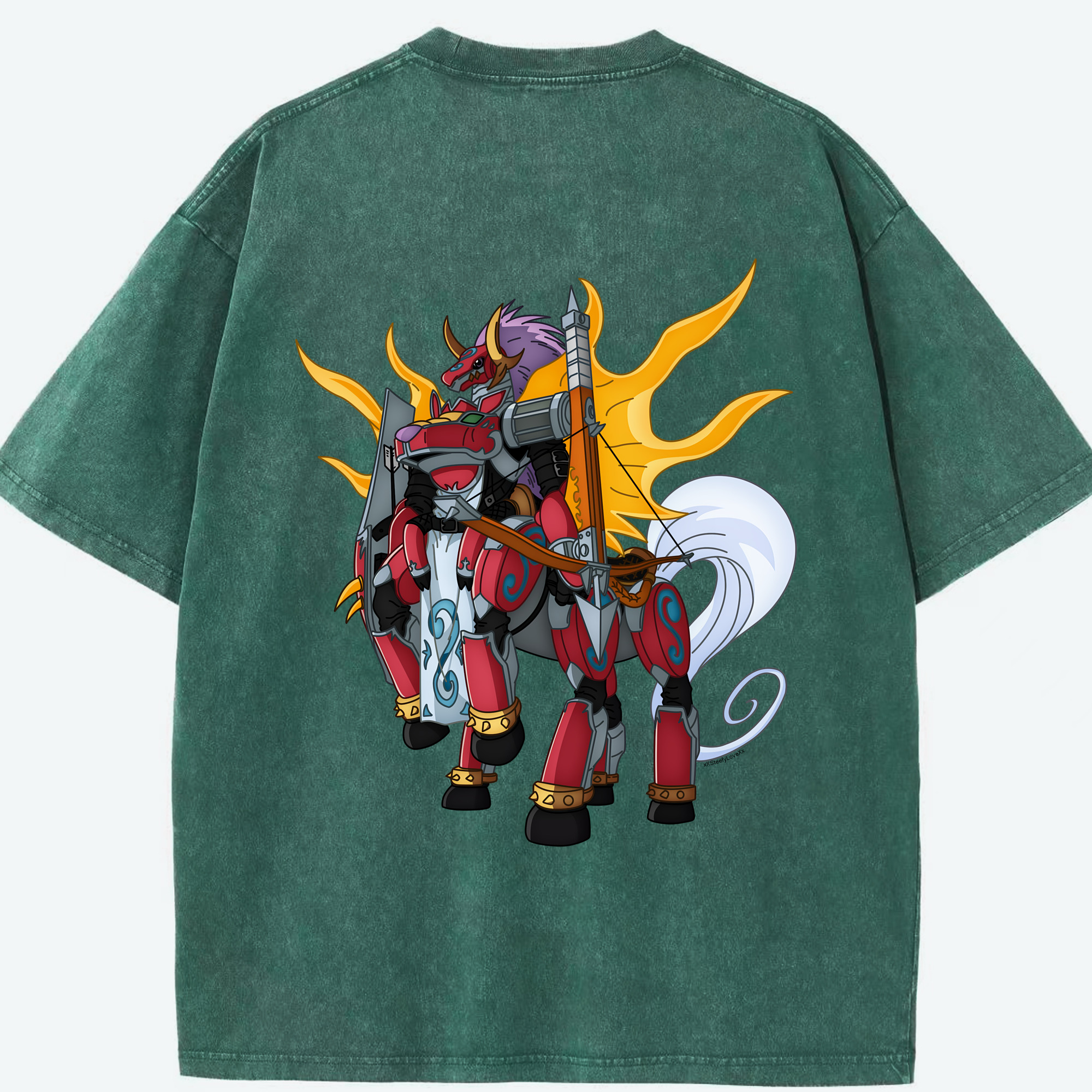 （画像用） Digimon デジタルモンスター/デジモン 綿100% ヴィンテージ風 半袖Tシャツ（背面プリント）